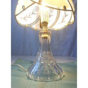 1940s-50s Frosted Glass Floral Lamp Dogwood Flower Base Art Deco Revival